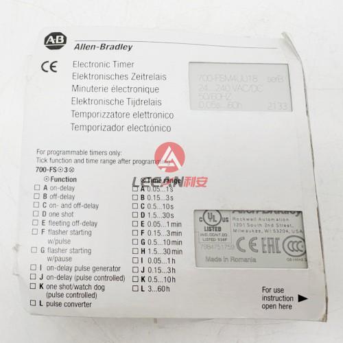 AB Allen Bradley Timing Relay 700-FSM4UU18 Relays 24-240VAC/DC 50/60Hz 0.05s-60h New