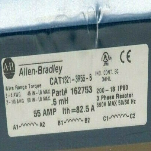 ALLEN-BRADLEY AC 3Phase Line Reactor 1321-3R55-B Voltage 690V 50-60Hz 55A