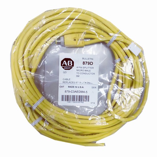 New Original ALLEN-BRADLEY 4-PIN 5M MICRO MALE CORDSET 879-C3AEDM4-52 inputs per connector 