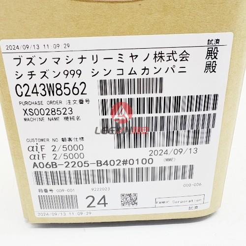 FANUC aiF 2/5000 Industrial AC Servo Motor A06B-2205-B402#0100 Servomotor 0.75KW 3.2A 149V 267HZ NEW