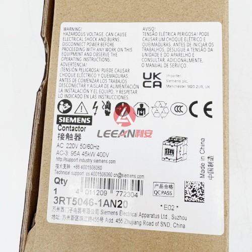 SIEMENS SIRIUS 3 Pole AC Power Contactor 3RT5046-1AN20 Contactors Size S3 95A 200VAC New