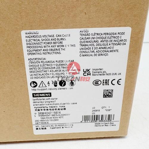 SIEMENS 55KW SIRIUS 3RW40 Soft Starter 3RW4047-1BB14 Circuit Breaker Softstarters 106A 55KW 400V New 